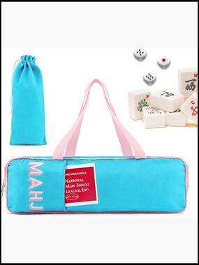 Portable Mahjong Tiles and Rack Storage Bag with Zipper Closure, Nylon,